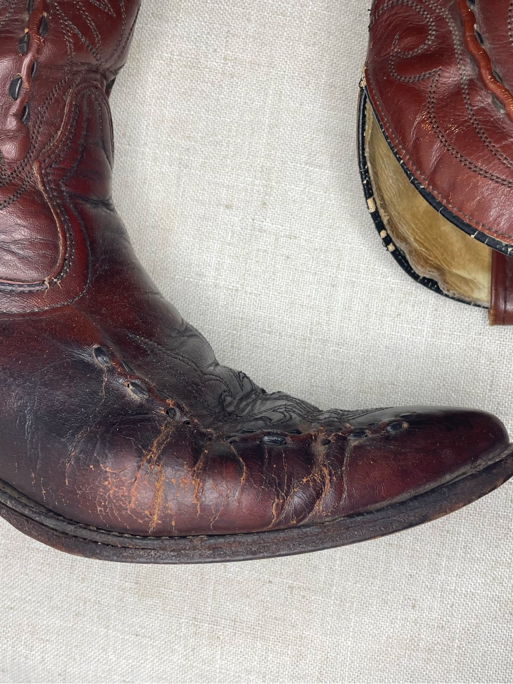 Vintage Acme 1970s-80s Burgundy/Oxblood Acme Bucklace Western Cowboy Boots - Picture 11 of 14